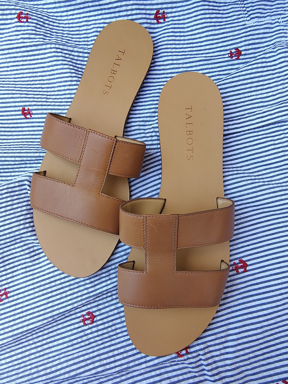 Talbots Tan Leather Slide Sandals